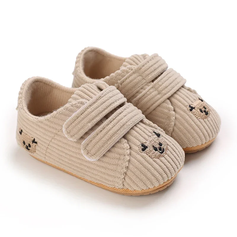 0–18 Monate Baby-Sneaker mit Bären-Stickerei für Jungen und Mädchen, Lauflernschuhe für Kleinkinder, weiche Sohle, Cord, lässige Babyschuhe – Detail 14