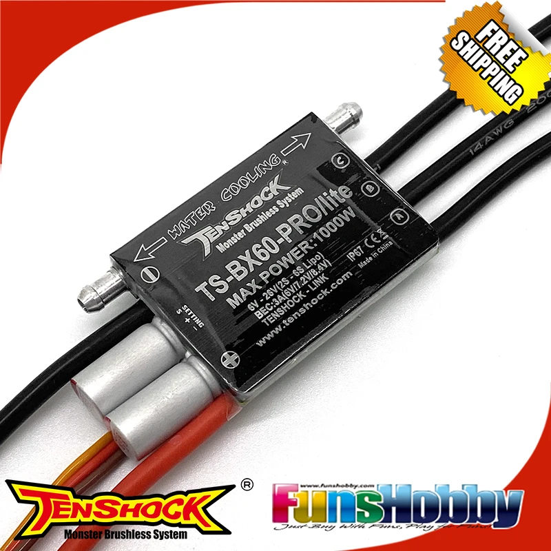 NEW Tenshock BX60 Pro/LITE Light version 60A ESC Marine Brushless Waterproof Electronic Speed Controller ESC WITH BEC