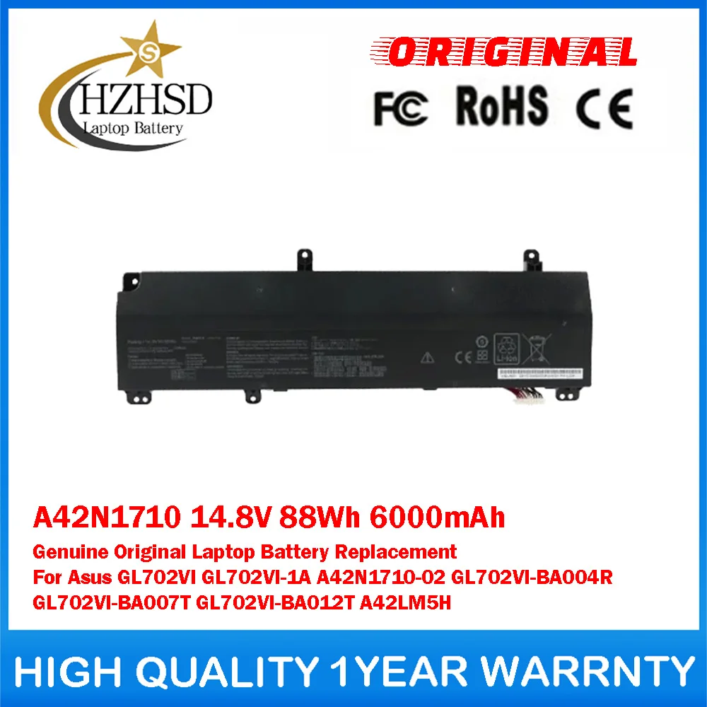 

Оригинальный аккумулятор для ноутбука A42N1710 14.8V 88Wh 6000mAh для Asus GL702VI GL702VI-1A A42N1710-02 GL702VI-BA004R GL702VI-BA007T