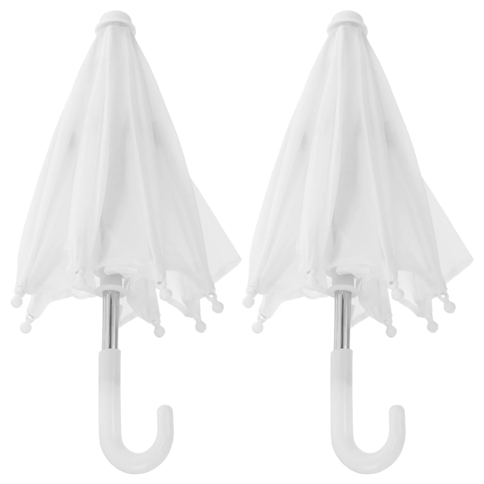 2 Pcs Colorful Umbrellas for Decoration Mini Toys Kids Miniature Model Micro Scene White Plastic