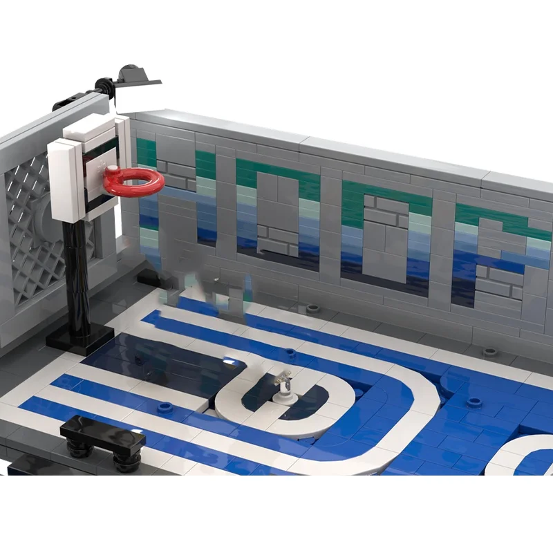 1114 pz MOC Città Cerchi Mezza Corte di Basket Modello modulare Blocchi di costruzione Architettura FAI DA TE idea regalo Di Natale Giocattolo di mattoni Per Bambini