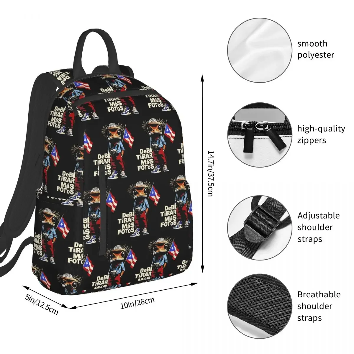 Bad Bunny DTMF Debi Tirar Mas Fotos Backpack Student BookBag Kids School Bag Computer Shoulder Bags Men Women