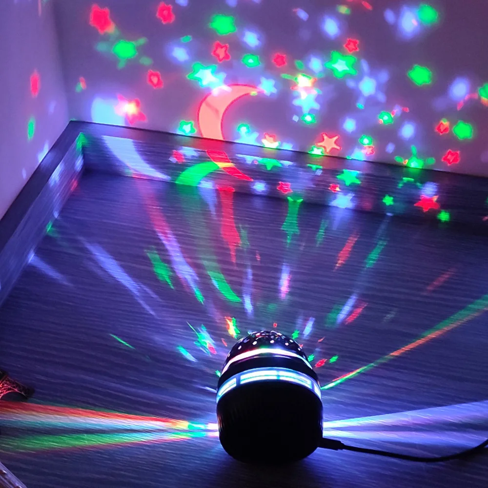 Kleurrijke sterrenhemel projectorlicht roterende magische bal RGB maan Galaxy LED-nachtverlichting slaapkamer decor voor kinderen projectielicht