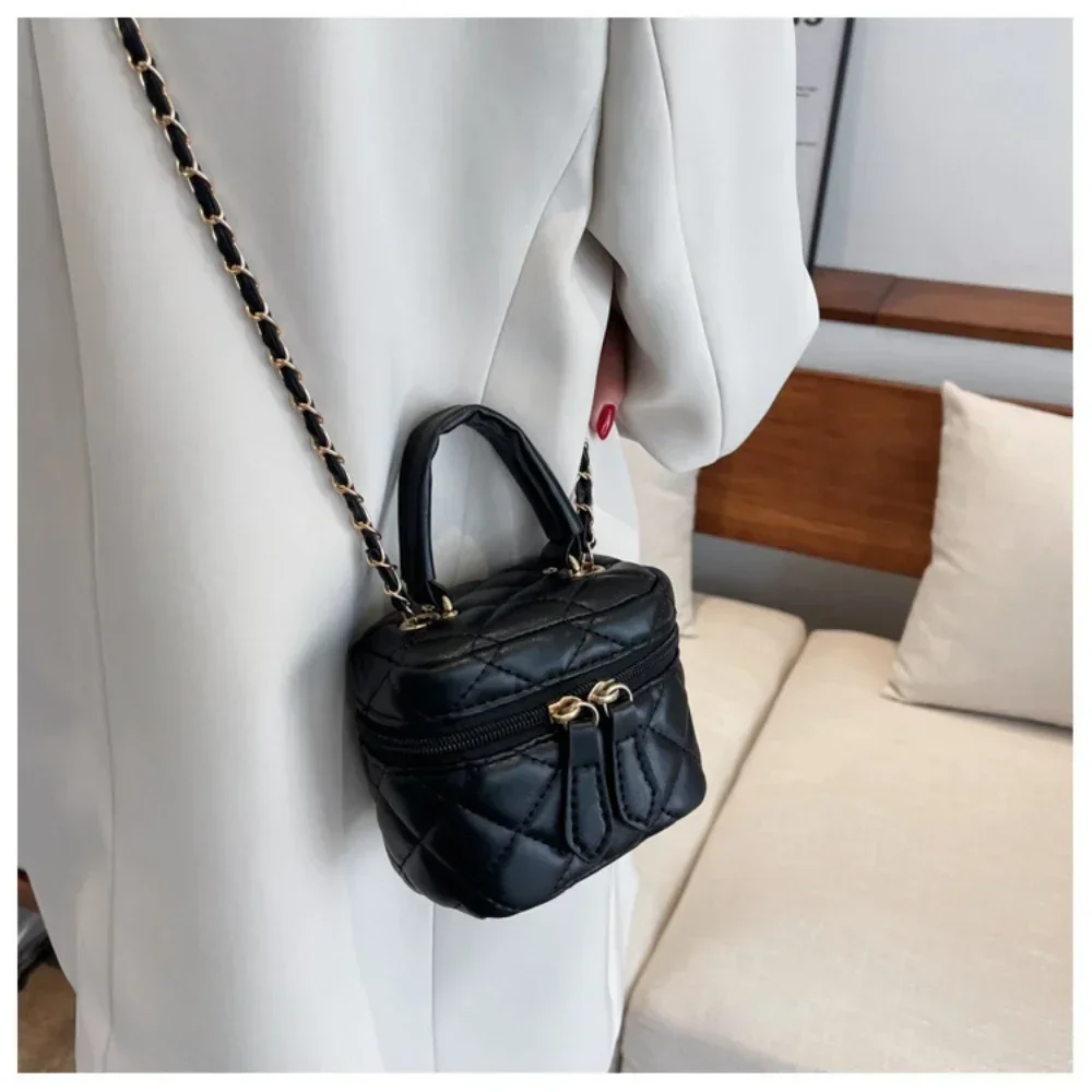 

Мини-стеганая цепочка с ромбовидной клеткой, женская сумка через плечо, модная мини-дизайнерская сумка, высококачественная женская маленькая сумка из искусственной кожи