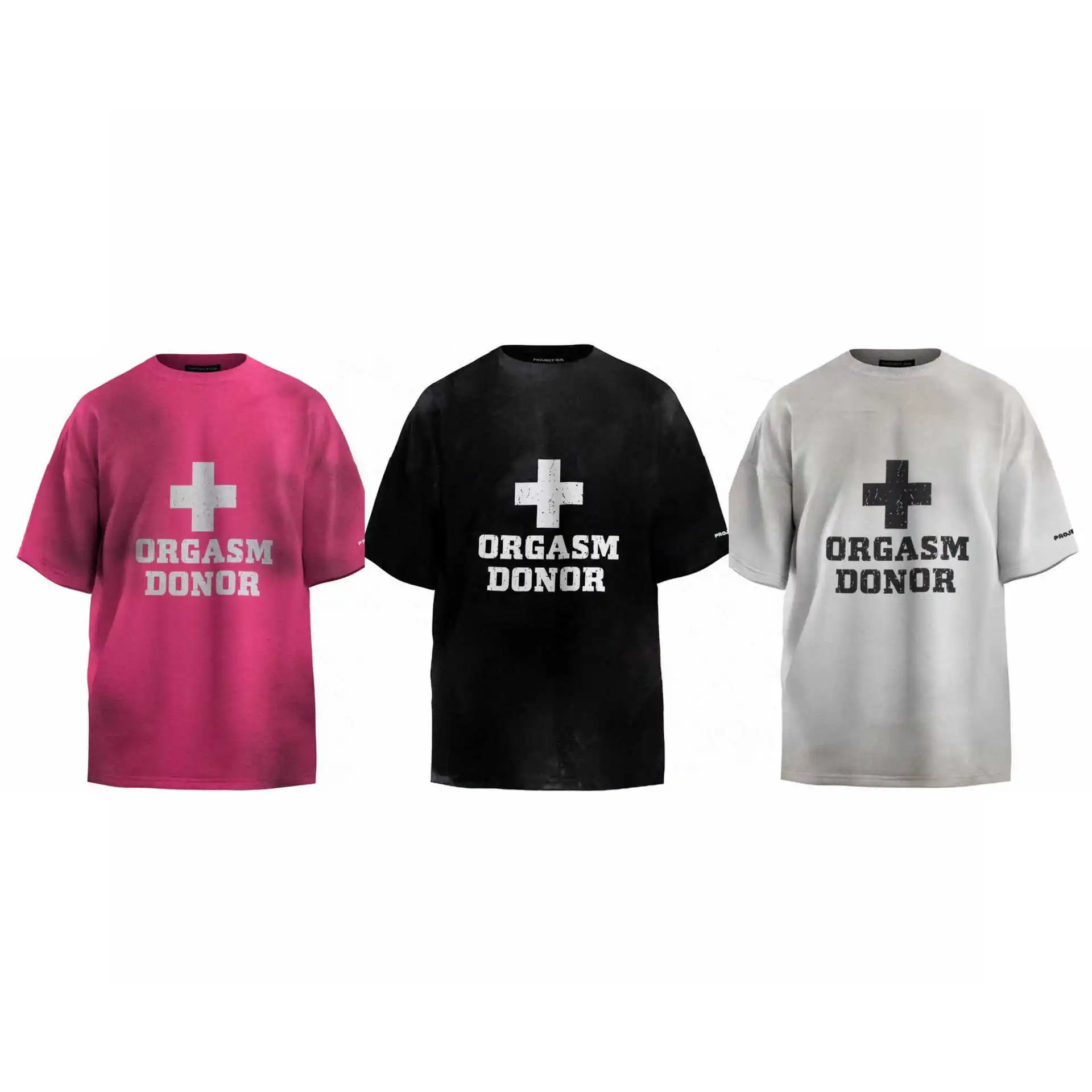 

Grailz 25ss Distressed Mud-Dyed Cross Short-Sleeve Crew Neck Oversized Casual T-Shirt