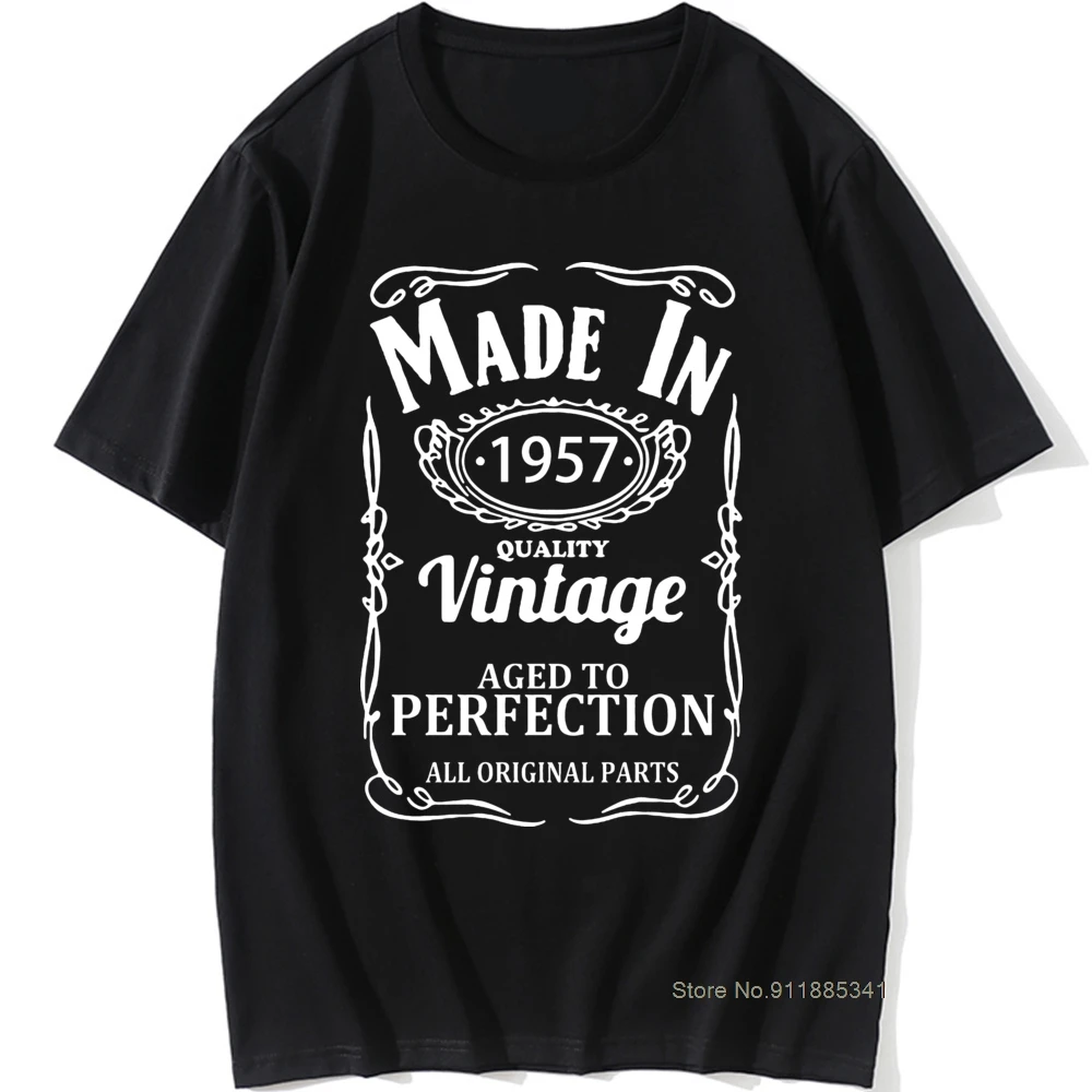 Vintage Made In 1957 T Shirt Birthday Present Funny Unisex Graphic Vintage Cool Cotton Short Sleeve Design O-Neck Father T-shirt