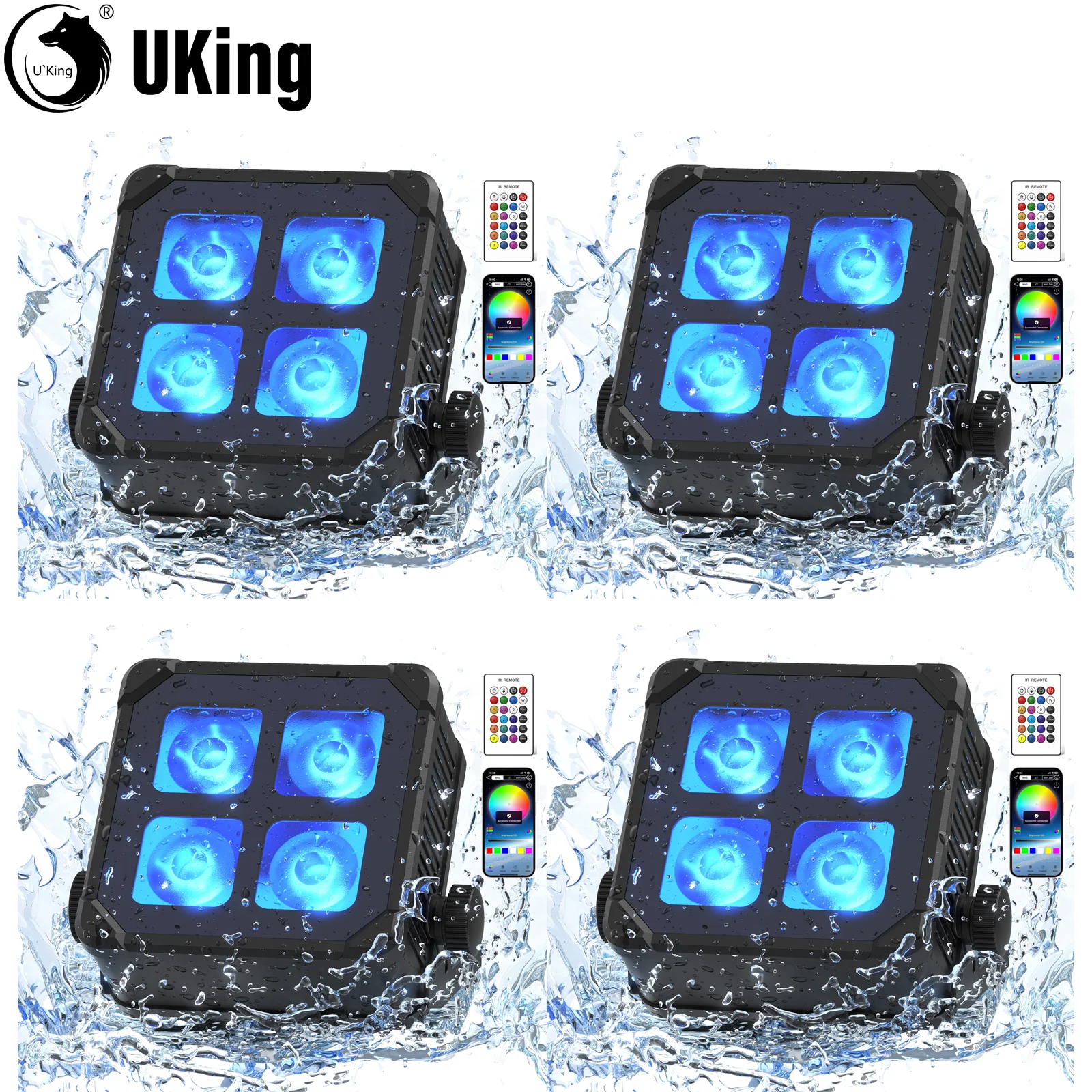 

U'King 4 шт. 4X10 Вт водонепроницаемый номинальный светильник RGBWA + УФ светодиодный сценический светильник со встроенным аккумулятором 6000 мАч DMX APP прожекторы для вечеринки, свадебного бара
