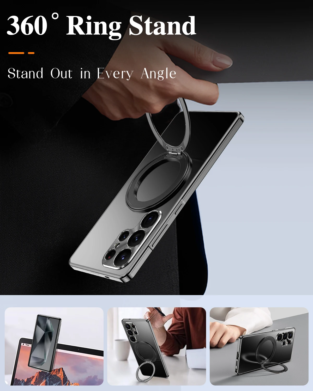 

Magsafe Magnetic Phone Case 360°Full Screen Protect Case For Samsung Galaxy S25 Ultra Case Anti-fall Cover 5G Ring Holder Cover