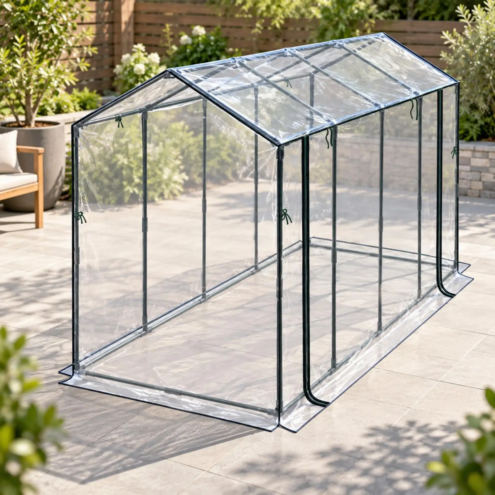 Small Plant Greenhouse Frame Kit Durable Iron Support with PVC Cover for Balcony Garden Seedling Protection