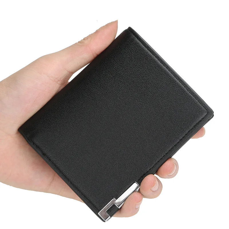 

2025 Men Short Solid PU Leather Slim Wallets Business Man Money Clip Credit Card Holder Purse Male Thin Minimalist Bifold Wallet