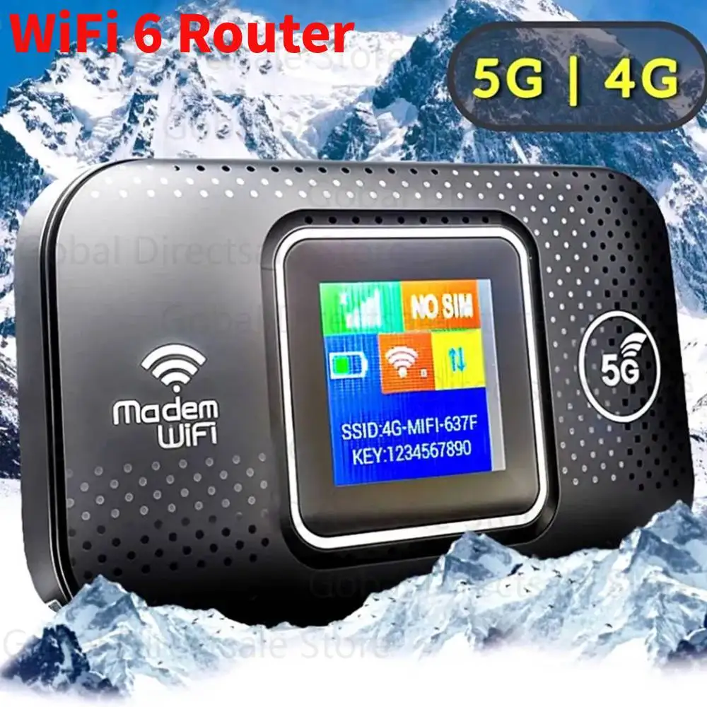 4G 5G WiFi 6 موبايل هوت سبوت راوتر يدعم 10 مستخدم مع فتحة للبطاقات SIM راوتر لاسلكي محمول واي فاي هوت سبوت للمنزل السفر سيارة