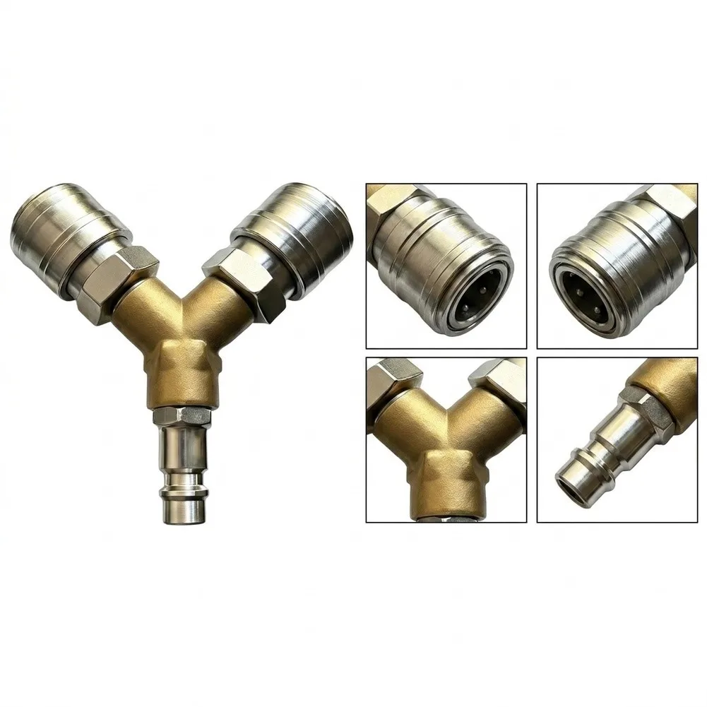 Brass Compressed Air Distributor Switch 1/4 NPT Quick Connect Fitting With 2 Couplers For Pneumatic Tool Compressor Valve Manifo