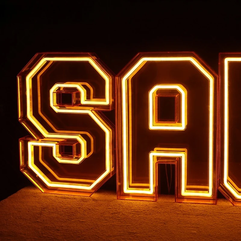 Acrylic LED banner letters send 3D letter signs custom name signs, suitable for weddings, birthday parties, event decorations