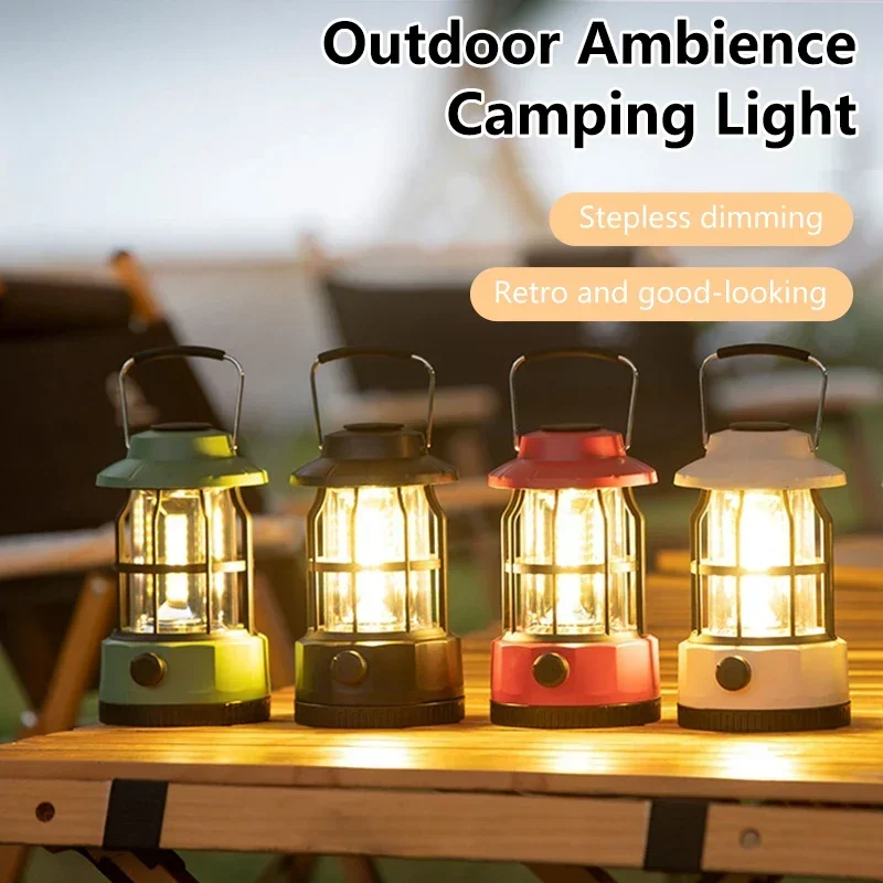 

Outdoor Camping Light Retro Rechargeable Emergency Light Stepless Dimming Waterproof Portable Camping Hiking Fishing Light