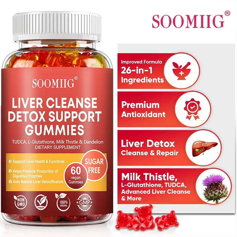 SOOMIIG Liver Cleanse Detox Gummies + Liver Nutrients with Milk Thistle Extract To Help Cleanse, Detoxify and Purify The Liver