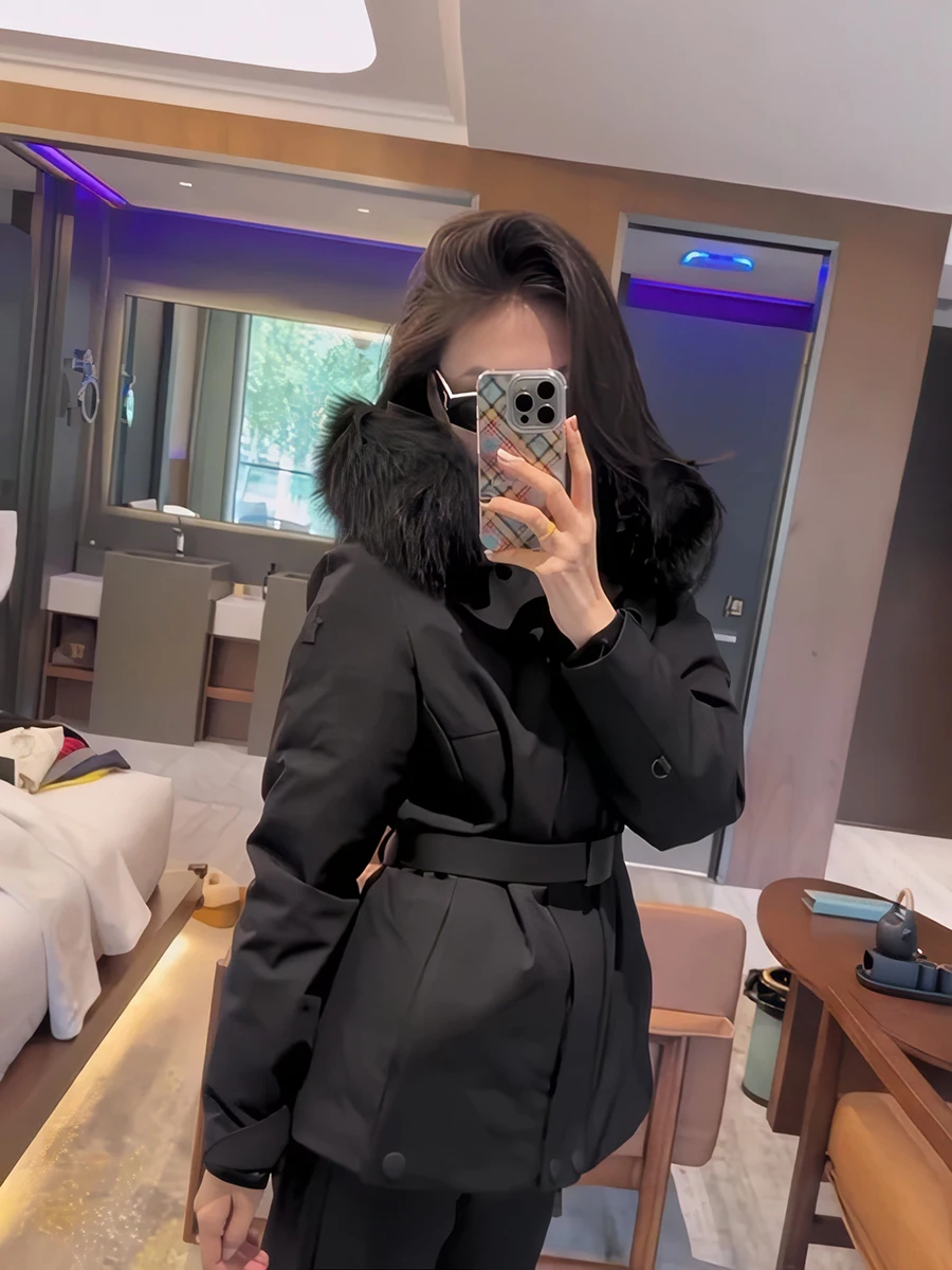 Sli Cappotto da sci Faionable da donna invernale in piuma Jaet con cuciture in vita Coreano Sle Lungo chiusura con cerniera
