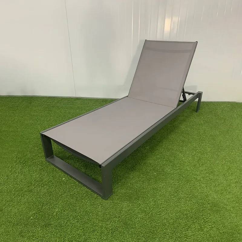 for Poolside Bed Teslin Deck Chair Mesh Beach Chair Outdoor Aluminum Alloy Bed Hotel Bed and Breakfast Rest Chair