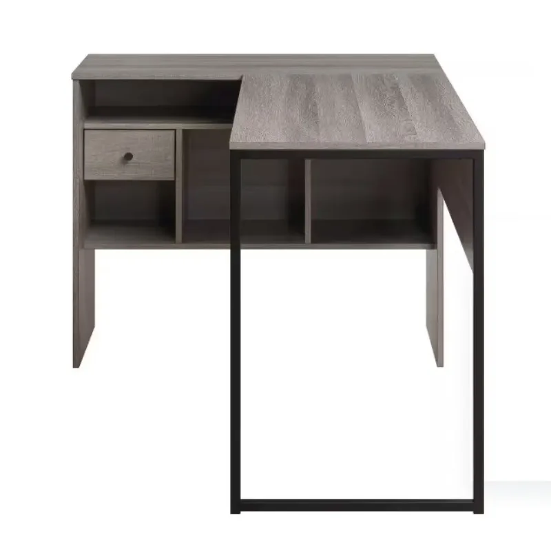 L Shaped Desk with Drawers for Executive and Home Office | Cabot Collection Corner Table with Storage and Chrome Hardware