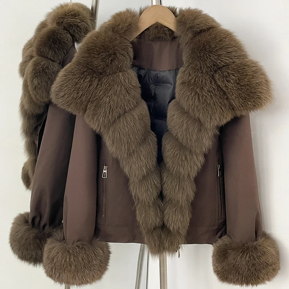 OFTBUY New Winter Duck Down Women Real Fox Fur Collar Parka Female Natural Fur Puffer Jacket Fur Cuffs Casual Coat Outerwear