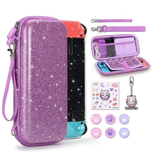 Para NS Switch modelo accesorios de juego con Estuche de transporte funda impermeable carcasa dura funda protectora para interruptor tapas para pulgar