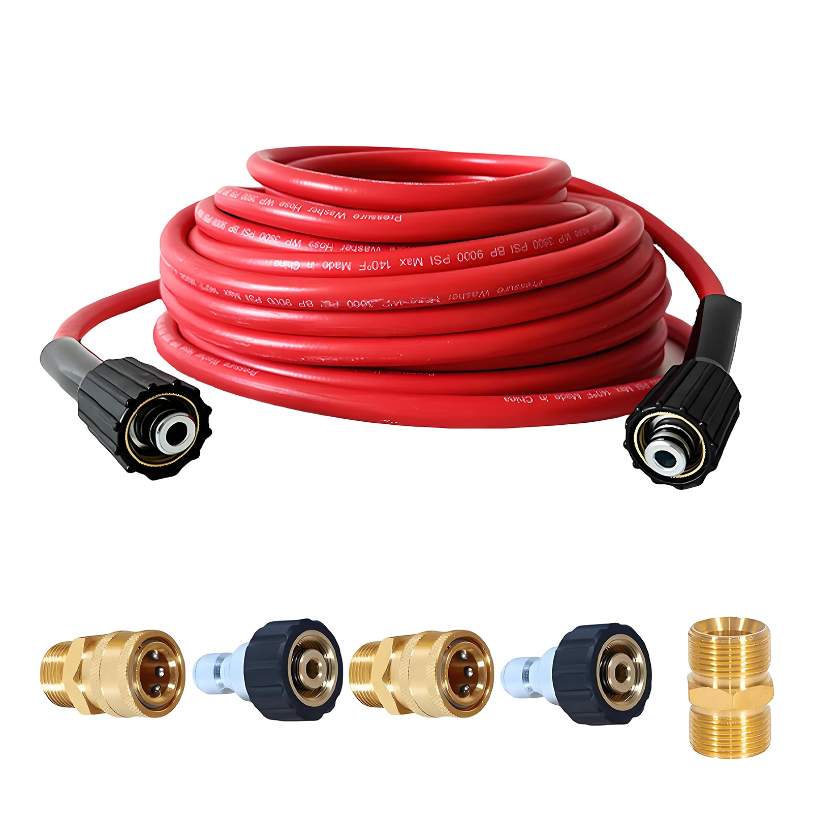 

M22-14 3/8 Set Flexible High-pressure Cleaning Machine Hose Car Washing Water Explosion-proof Rubber Hose 3800PSI Cleaning Hose