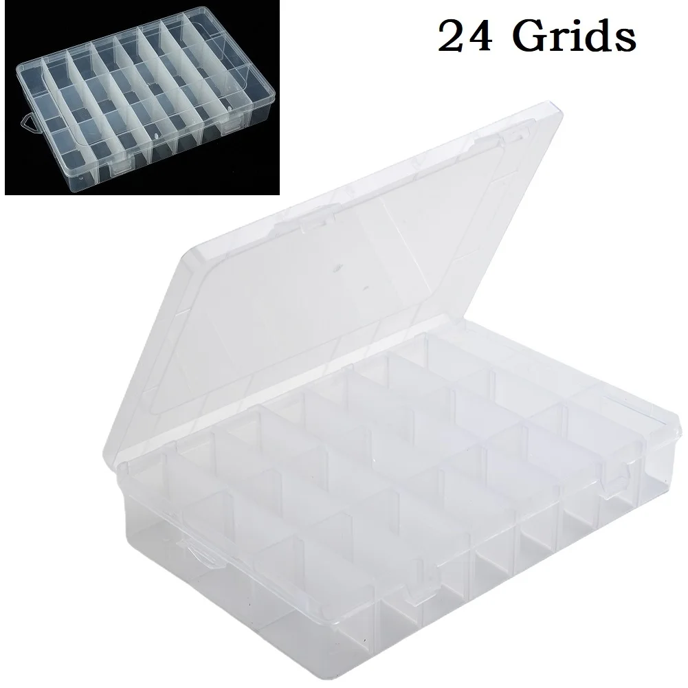Plastic Box Storage Box 24 Grid Clear Compact Practical Metal Parts Sewing Accessories Craft Parts Electronic Parts Dustproof