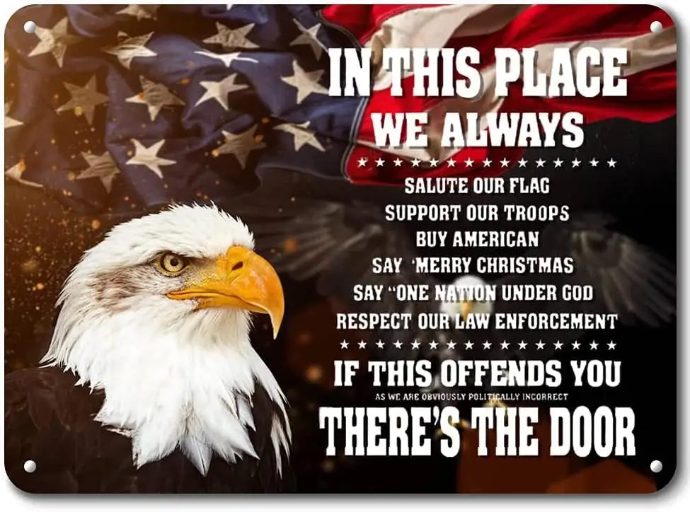 Metal Decoration For Garden in This Place We Always Salute Our Flag Support Our Troops Gift Metal Signs Vintage Room Decor Wall