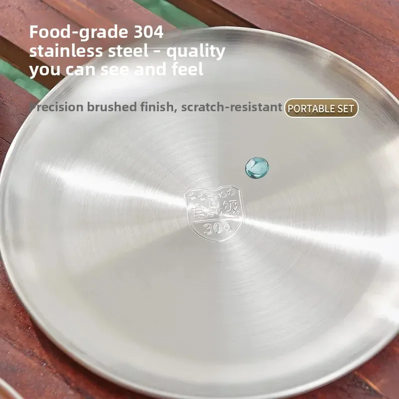 304 stainless steel travel tableware portable camping picnic self driving full set rice bowls