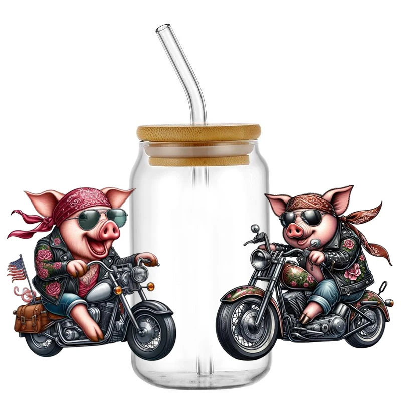 HARLEY Motorcycle Pattern 16OZ UV DTF Cup Wraps Transfer Sticker For Glass Libbey Can Bottle Selfadhesive Washable DIY Custom