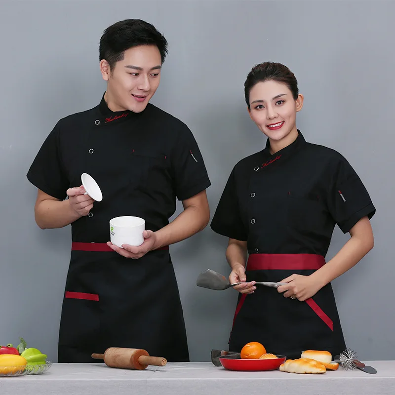 Macacão de Chef fino respirável estilo chinês masculino, tamanho grande, hotel, restauração, cozinha, roupas de cozinheiro, manga curta, roupas customizati, verão