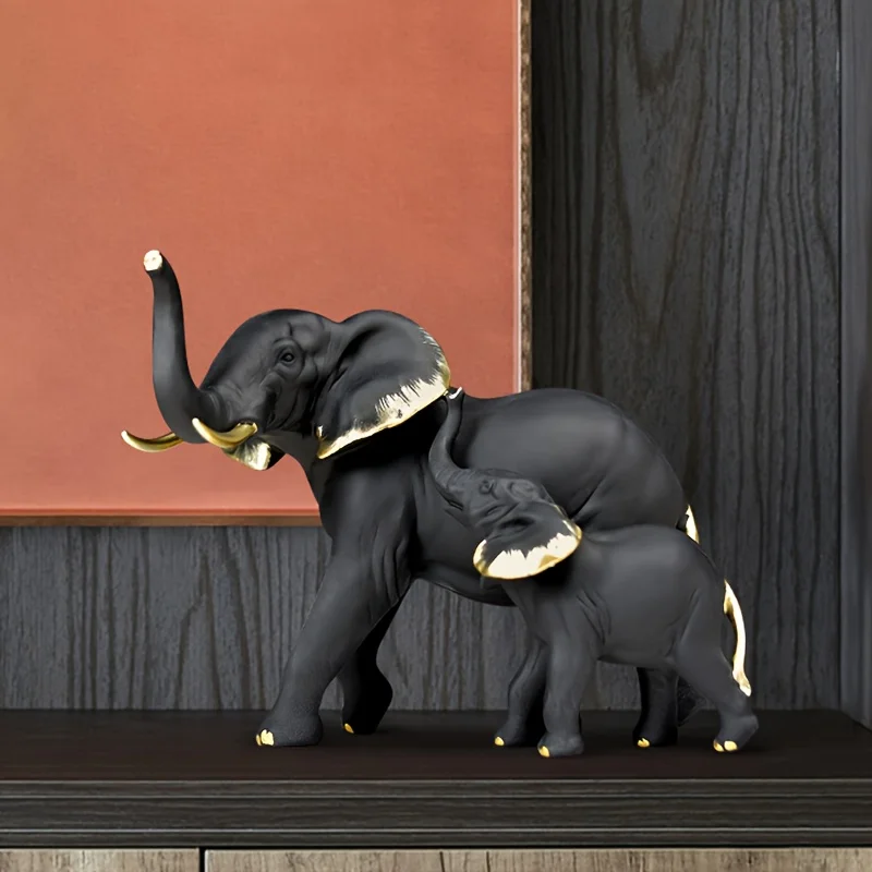 1pairs Creative Modern Decor Animal Resin Elephant Statues & Figurines Sculpture Living Room Table Ornaments Crafts