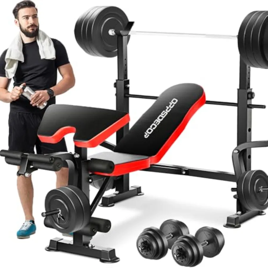Banco de pesas ajustable 6 en 1 con extensión de piernas y rizo de piernas para gimnasio en casa, entrenamiento de fuerza, entrenamiento multifuncional plegable