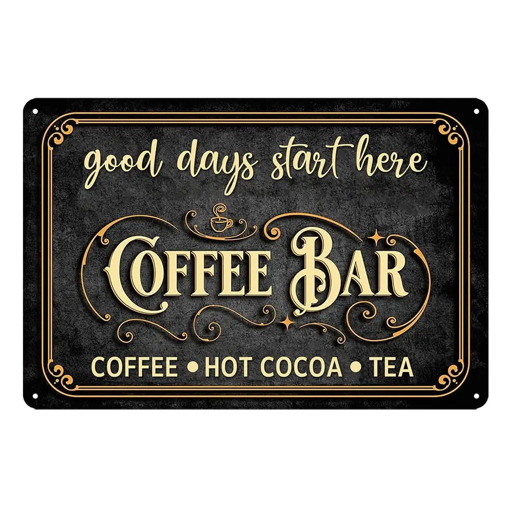Vintage Coffee Bar Sign Coffee Bar Decor Coffee Tin Sign Good Days Start Here Coffee Hot Cocoa Tea Bar Coffee Bar Accessories Co