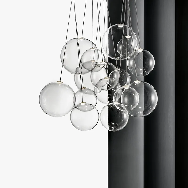 Modern LED Glass Ball Cluster Pendant Light, Lâmpada pingente para cozinha, sala de jantar, quarto, Lustres Bubble aleatórios