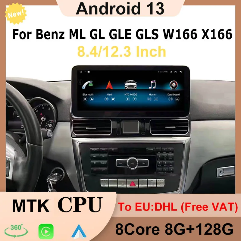 

Android13 System For Mercedes Benz ML GL GLE GLS W166 X166 Apple Carplay Car Video Player Navigation Multimedia Screen GPS 4G