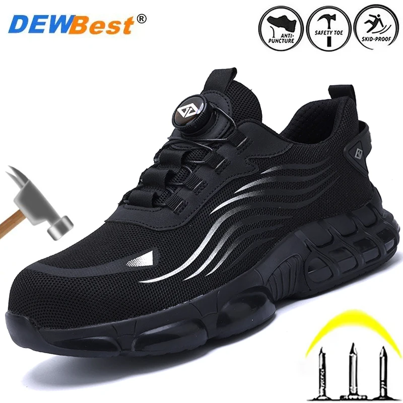 Large size safety shoes men's anti-smash anti-puncture safety shoes steel head lightweight wear-resistant work shoes