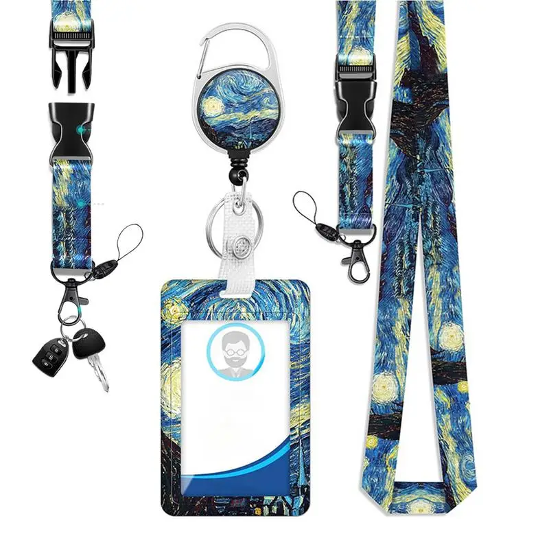 

Lanyard With Badge Holder Nurse Badge Reel Retractable Access Card Carabiner Clip For Nurse Teacher Name Tag Lanyard
