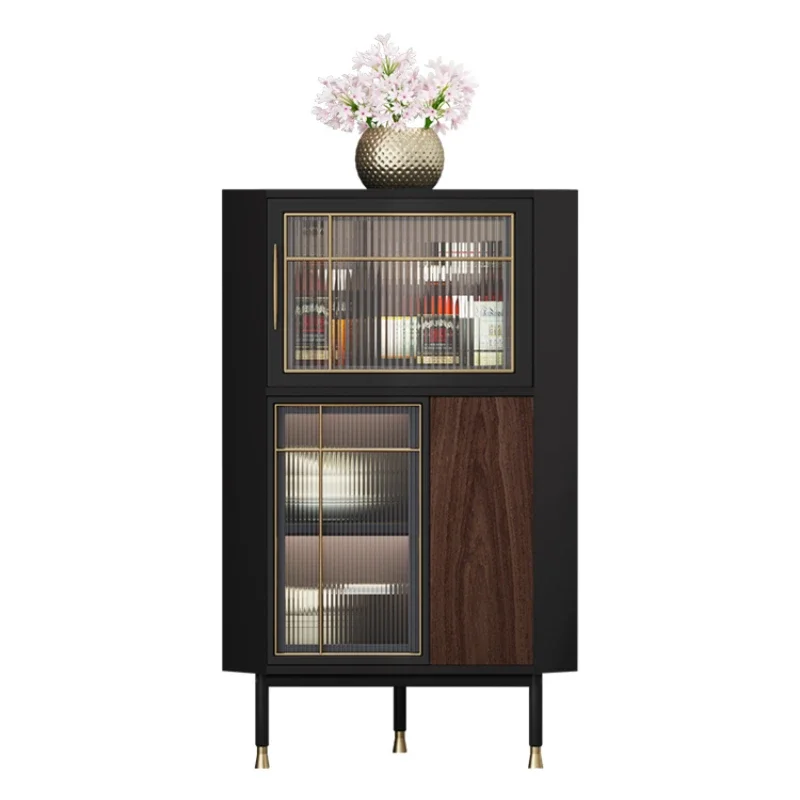 Corner Cabinet Simple Living Room Corner Storage Triangle Corner Cabinet Solid Wood Glass Wine