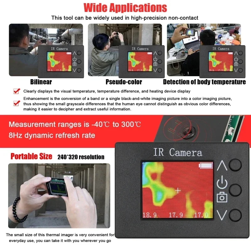 الرقمية الأشعة تحت الحمراء التصوير الحراري شاشة الكريستال السائل قياس درجة الحرارة الاستشعار 160x128 IR القرار كاميرا التصوير الحراري MLX90640