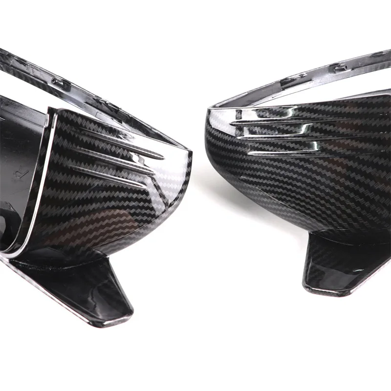 For Mercedes-Benz B, C, E, S, CLS, GLA, GLC W205 carbon fiber pattern /Glossy Black bull horn replacement mirror cover view 5