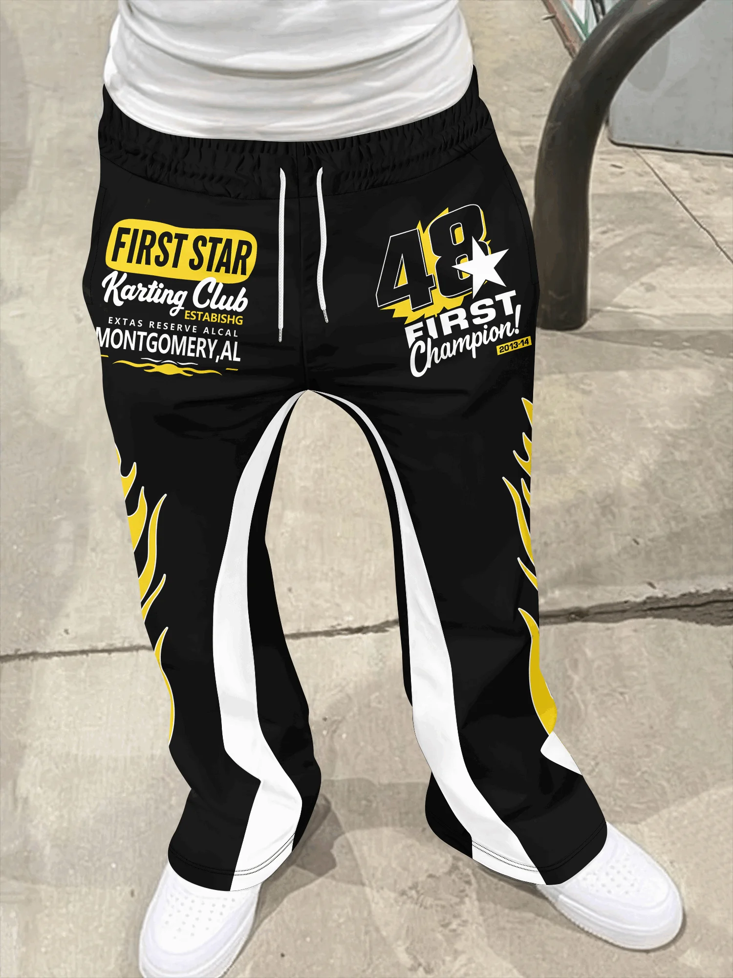 Y2K フレアパンツ メンズ ルーズ 3Dプリント パンツ カジュアル スウェットパンツ ミッドウエスト スポーティー レディース服 ストリートウェア ヒップホップ ヴィンテージパンツ