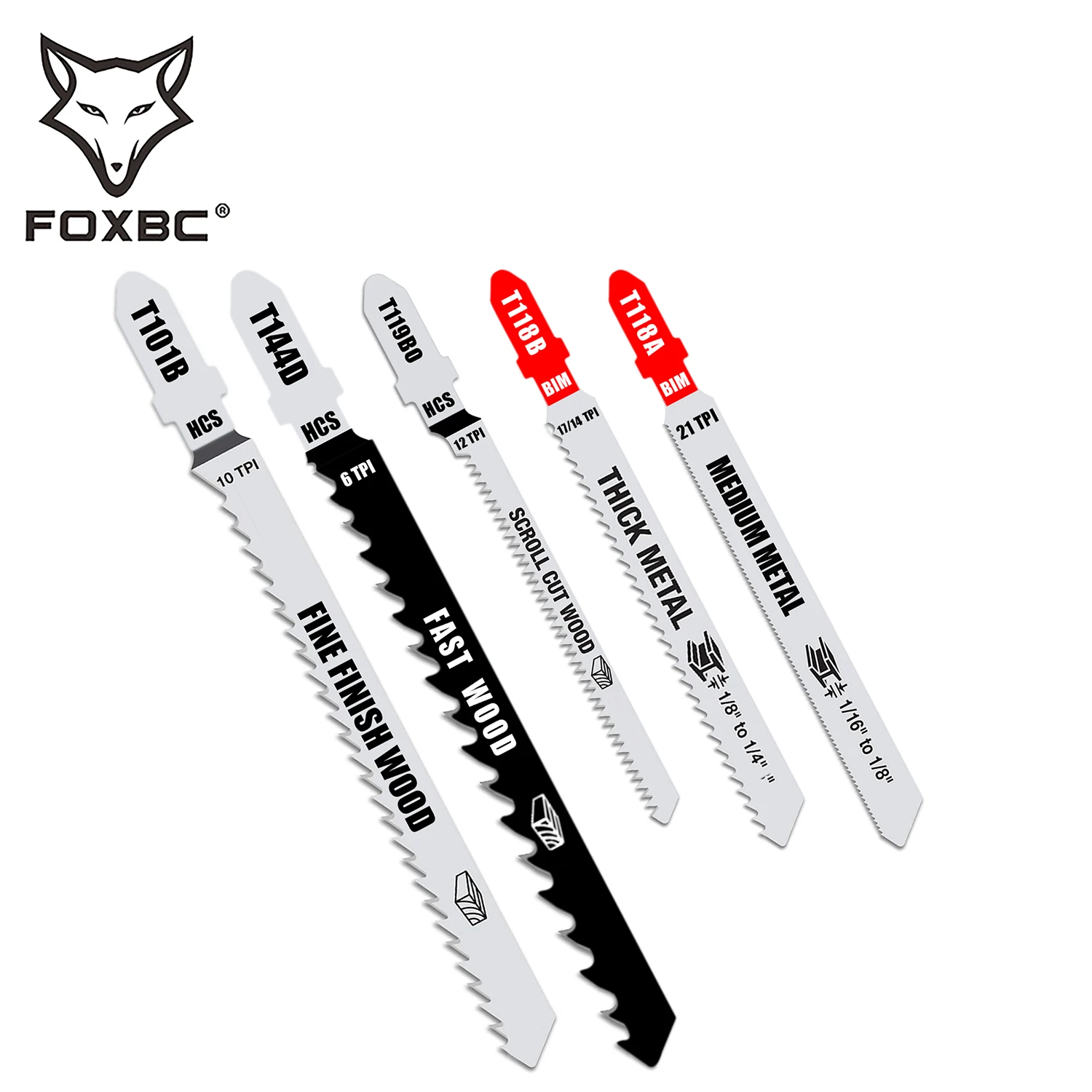 FOXBC T Shank Jigsaw Blades Set adatto a Dewalt, Bosch, Makita, Ryobi, artigiano, Skil, Dremel per il taglio di metalli in legno 22 pezzi