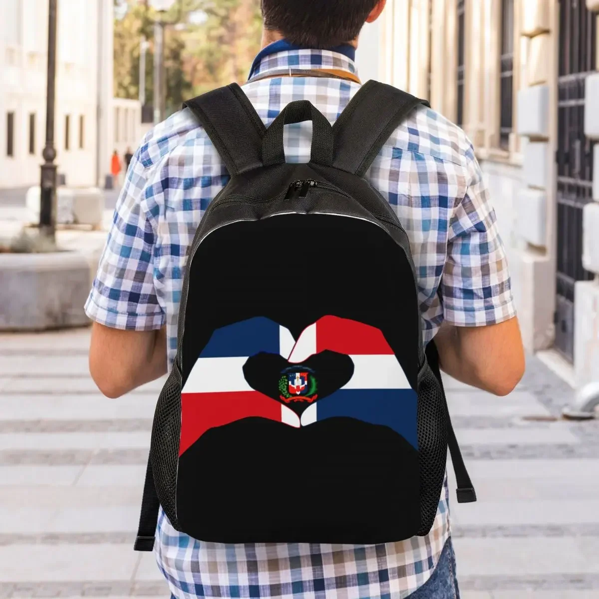 Custom We Heart Dominican Republic Flag Series Travel Backpack Men Women School Computer Bookbag College Student Daypack Bags