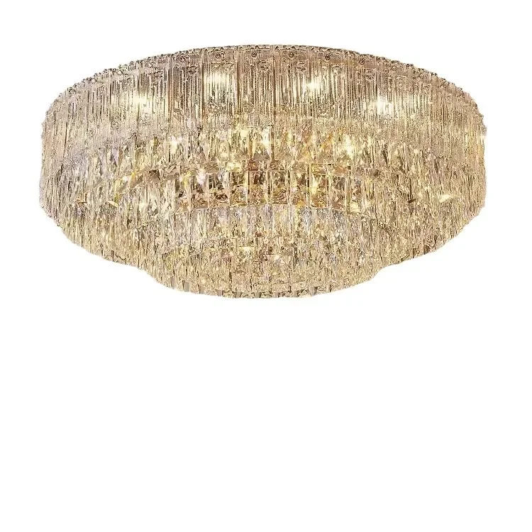 Moderne leichte, luxuriöse, rechteckige, runde Wohnzimmer-Deckenleuchte, einfache Atmosphäre, Kristalllampe