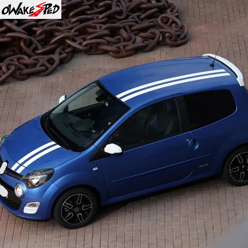 

Car Bonnet Sport Stripes For Renault Twingo Clio Whole Body Stickers Auto Hood Roof Tail Decor Decals Exterior Accessories Film