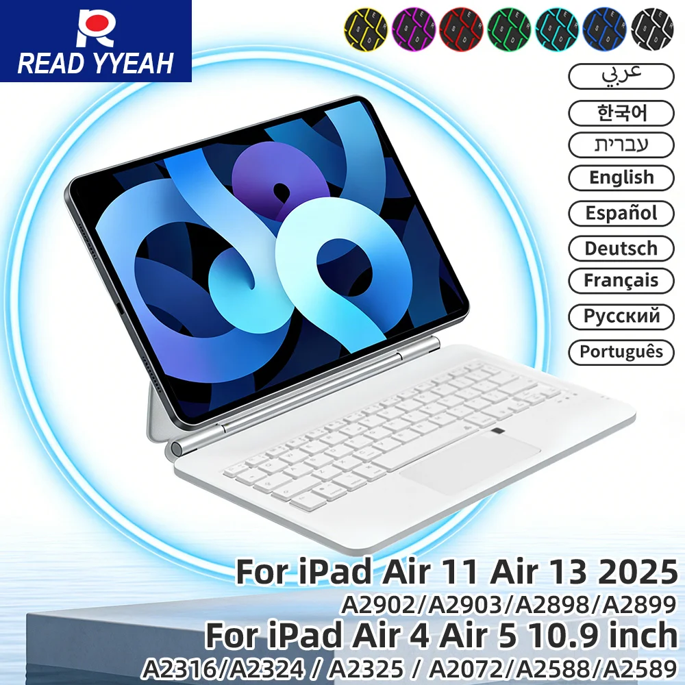 

Магнитный чехол-клавиатура Bluetooth для iPad 10-го поколения, iPad Pro 11, 12.9, 13, Air 4, Air 5, Pro 12.9, 6-го, 5-го, 4-го, 3-го поколений