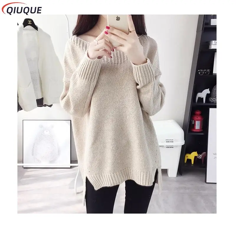 

Spring Autumn Winter New O-Neck Long Sleeve Solid Color Knitted Warm Sweater Female Pullovers Loose Sweater Women's Sweater