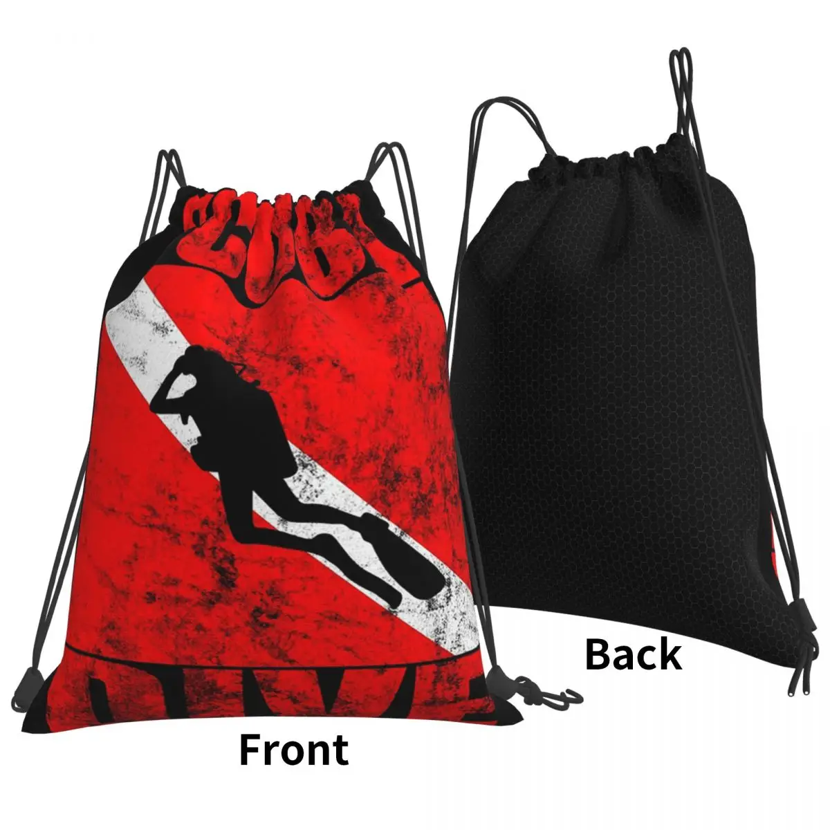 Scuba Dive Diver Down Flag Diving Gear Backpacks Casual Drawstring Bags Sports Bag Book Bags for Man Woman School