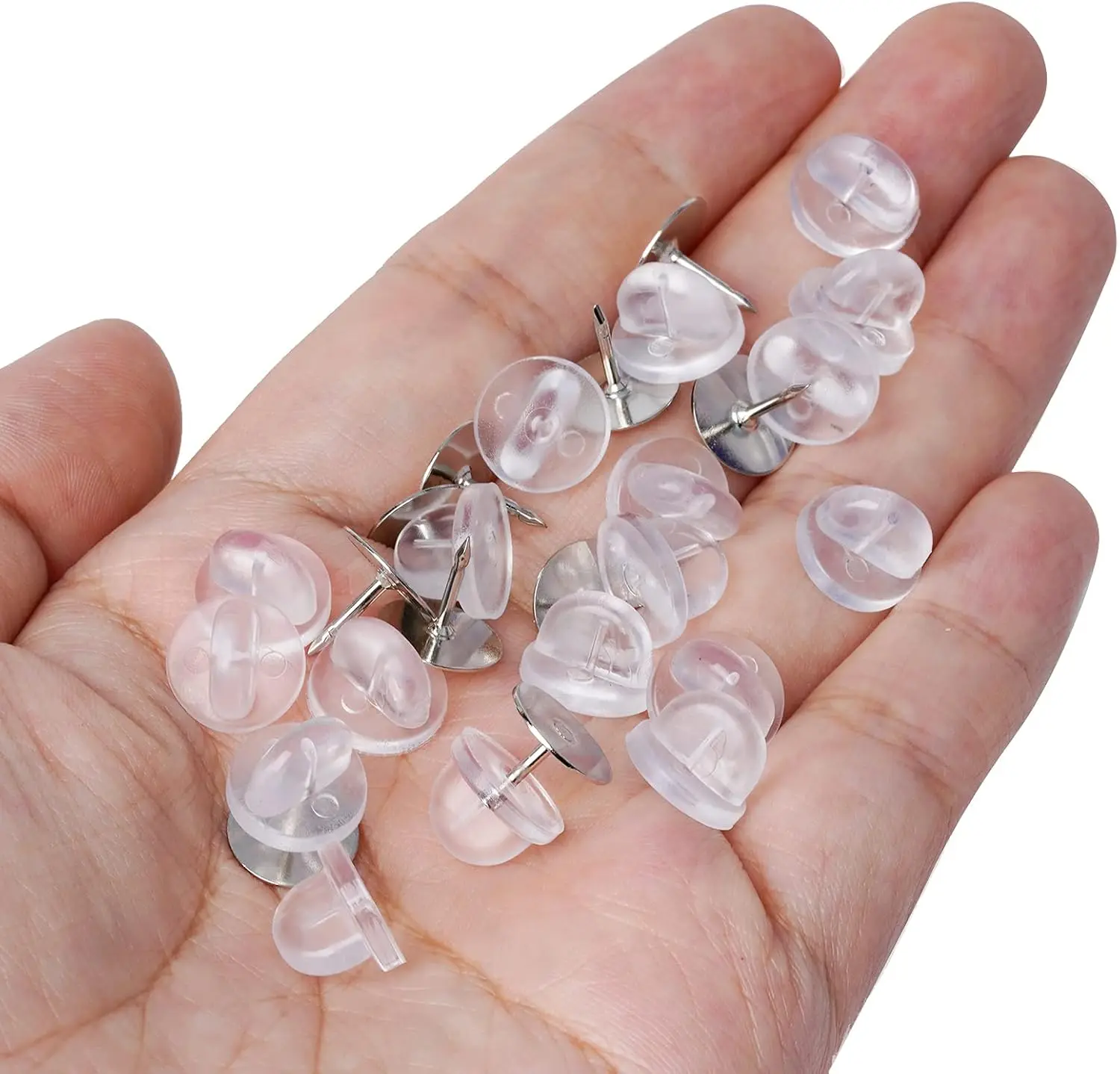 100pcs Rubber Butterfly Clutch Pin Backs Black Clear Lapel Pins Stopper Cap Brooch Badge Tie Tack Back Replacement Accessories - view 6