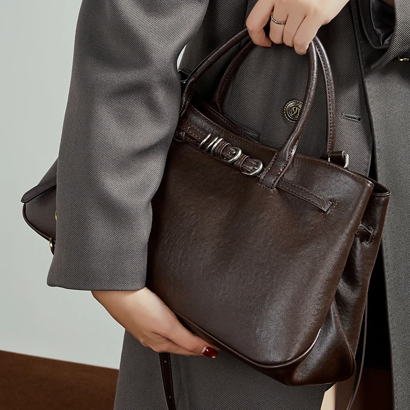 

Burminsa Cowhide Genuine Leather Large Tote Handbags For Women 2025 Luxury Designer Shopping Work Ladies Shoulder Crossbody Bags